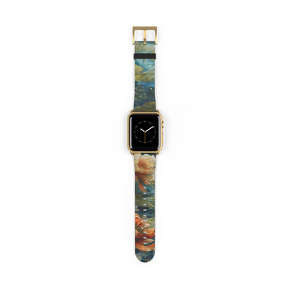 Waterlily Nocturne Apple Watch Band - Nature-Inspired Art Strap, Elegant Mountain Lake Design, Premium Gift for Outdoor Lovers