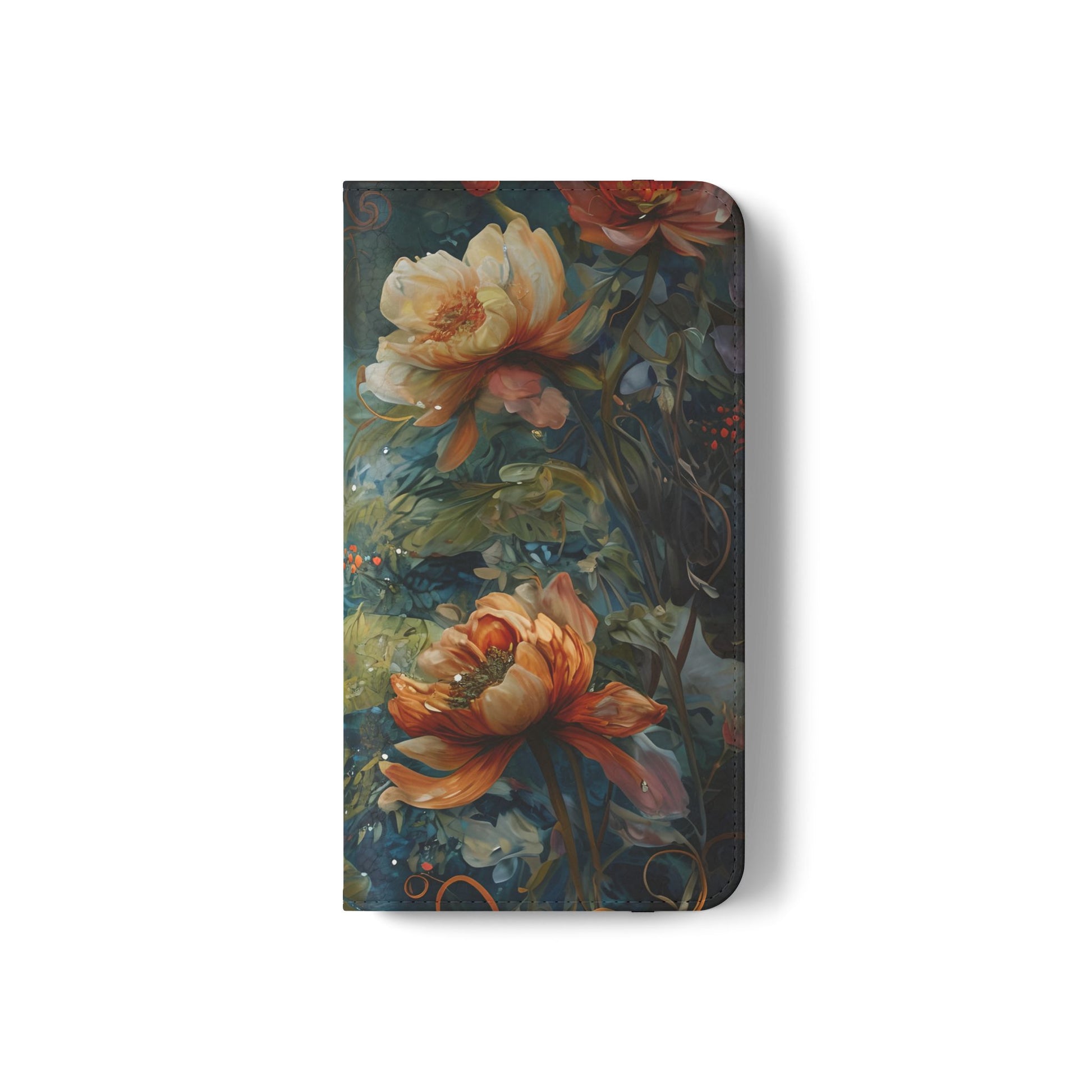 Waterlily Nocturne Samsung Galaxy S22 Wallet Case - Elegant Floral Flip Cover, Vintage Botanical Phone Folio