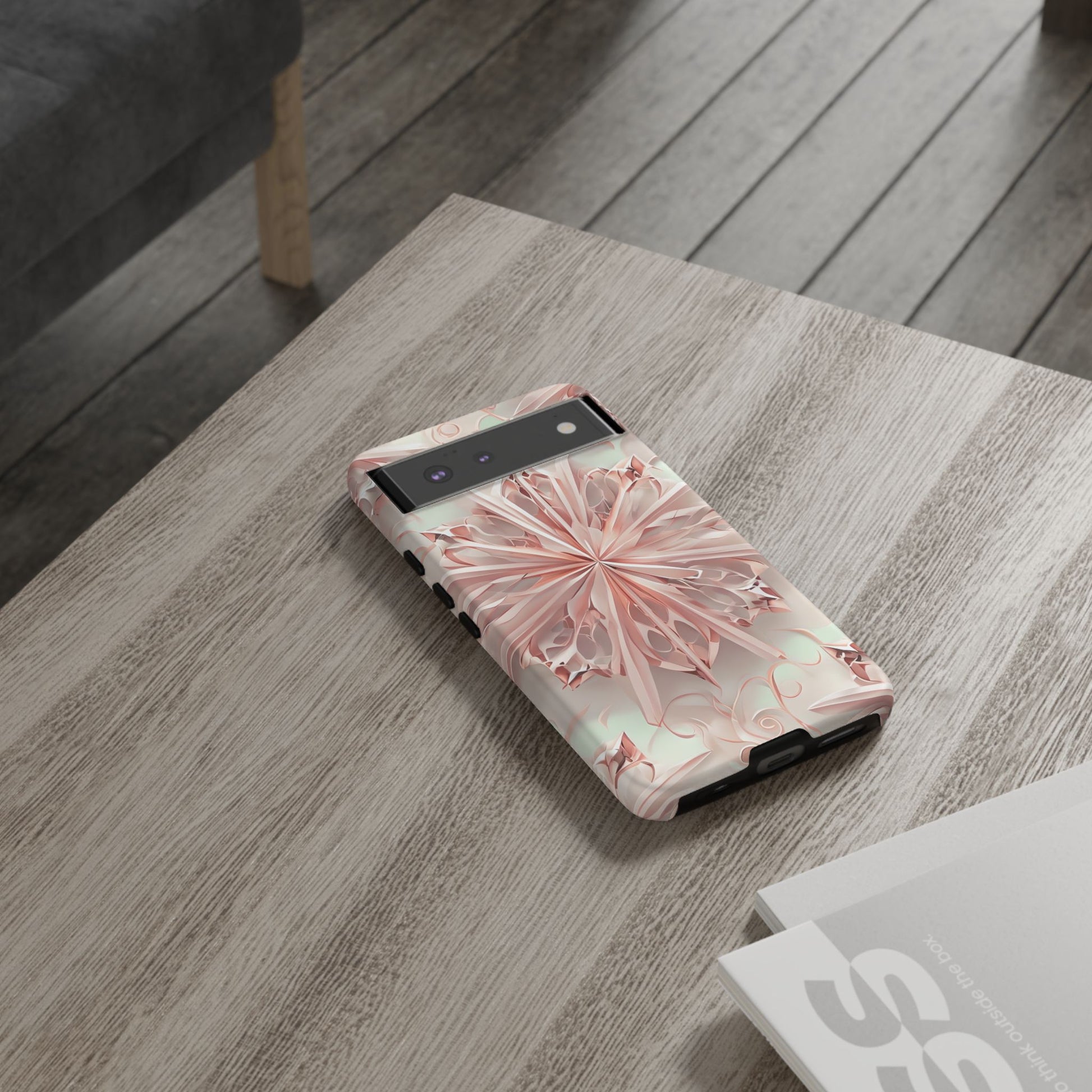 Blush Frost from our Kaleidoscope Collection - Google Pixel 6 tough case - Soft Pink Geometric Floral Design