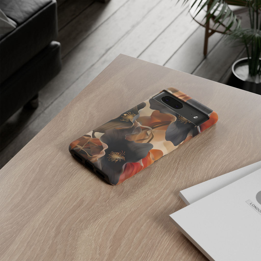 Autumn Ember - Moody Floral Art Google Pixel 7 Tough Phone Case - Warm Earthy Botanical Design