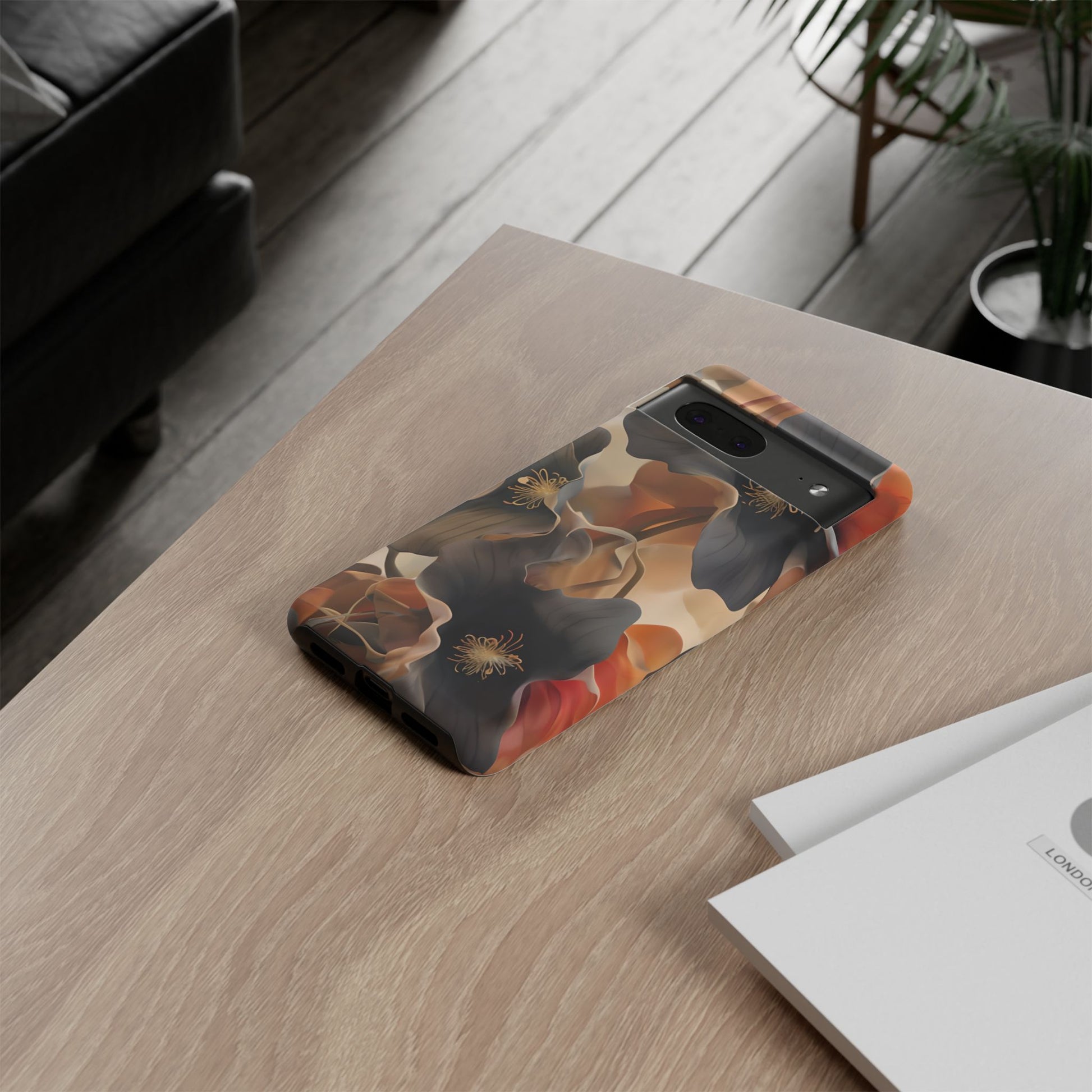 Autumn Ember - Moody Floral Art Google Pixel 7 Tough Phone Case - Warm Earthy Botanical Design