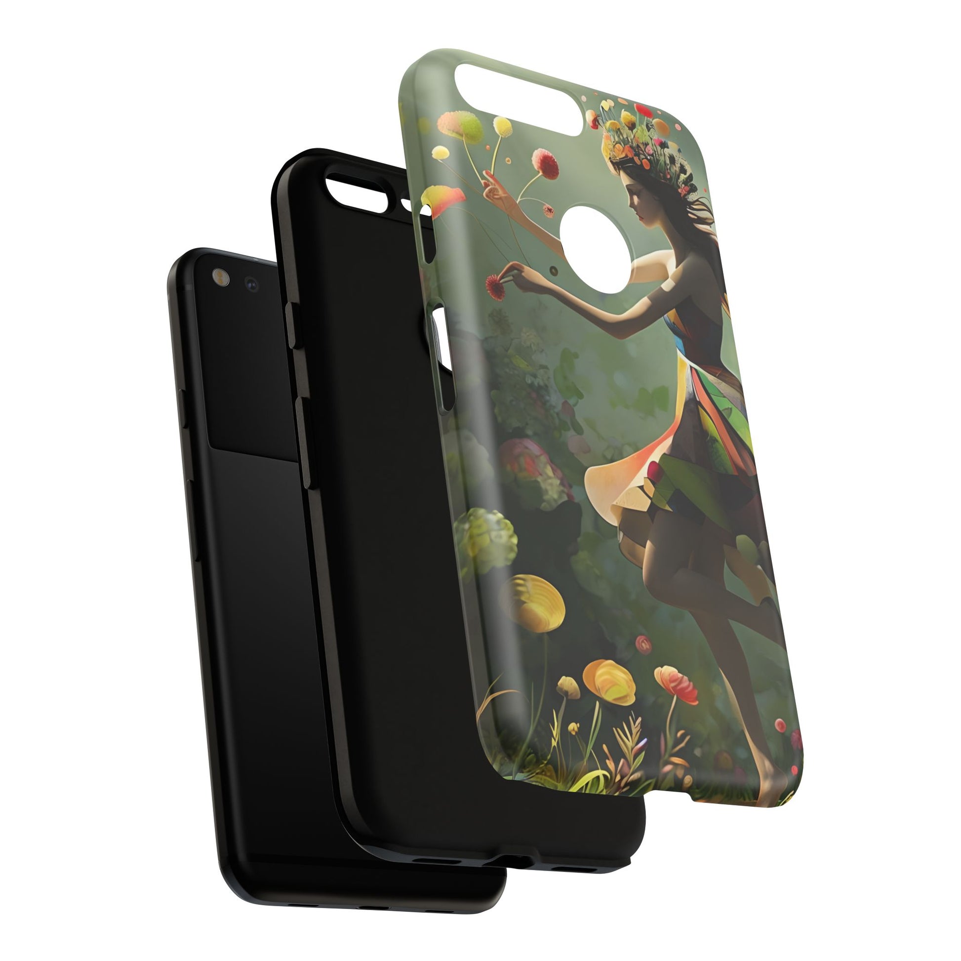 Dancing Wildflower Muse Google Pixel XL Tough Case - Artistic Floral Fantasy Cover - Whimsical Nature-Inspired Protective Accessory