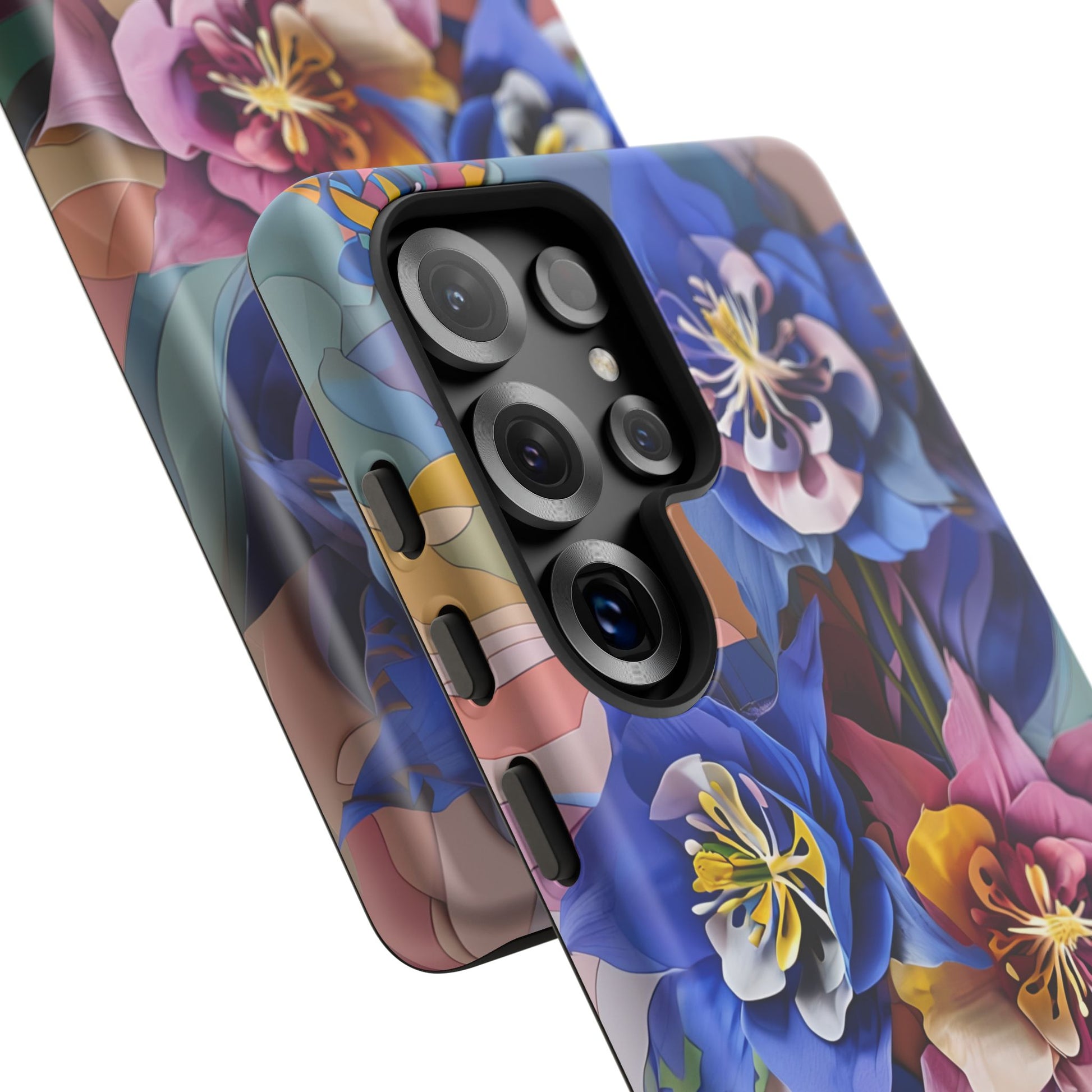 Blue Columbine Carnivale - Artistic Floral & Butterfly Samsung S25 Ultra Tough Phone Case - Vibrant Botanical Design