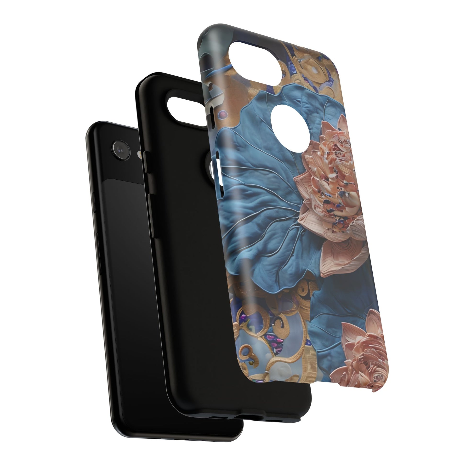 Peony Midnight Tapestry - Google Pixel 3a - Elegant Blue & Blush Artful Phone Cover