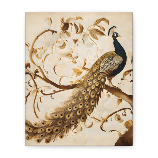 Golden Plumage - Vertical Wall Art with Elegant Gold-Toned Feathers