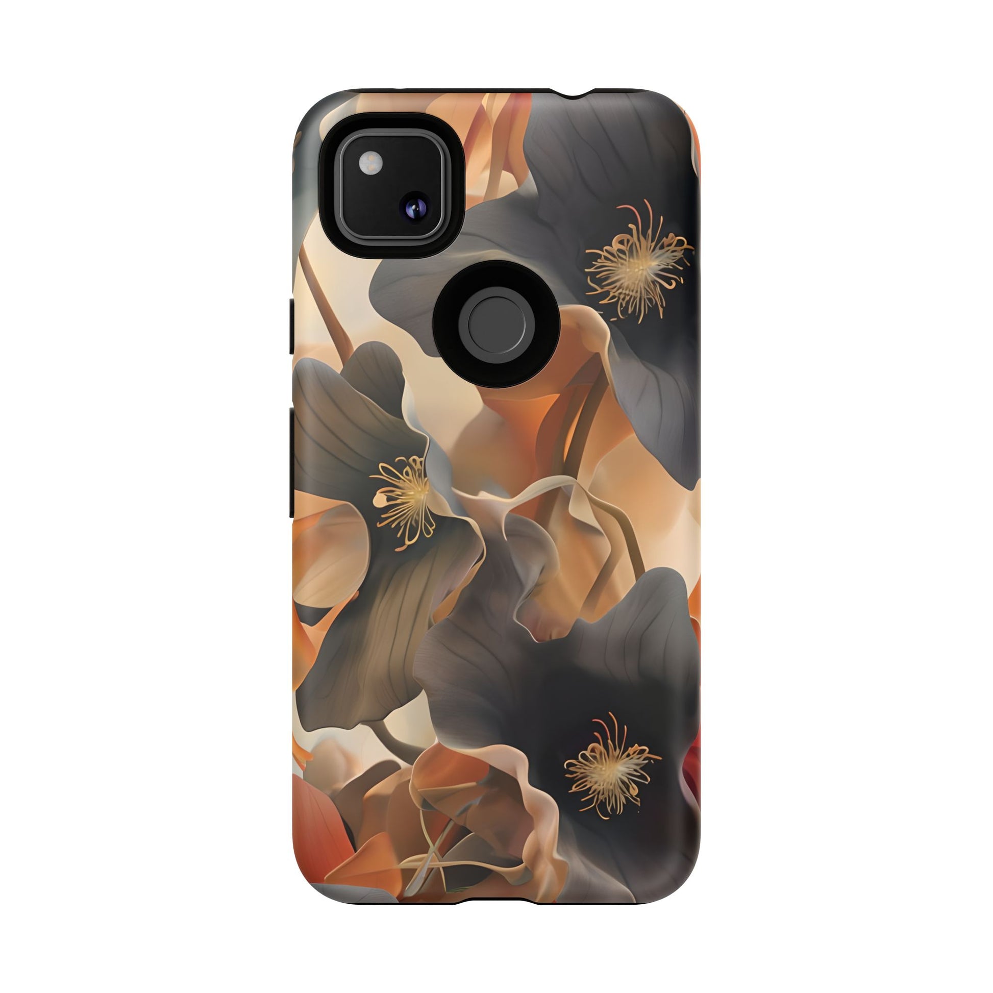 Autumn Ember - Moody Floral Art Google Pixel 4 4a Tough Phone Case - Warm Earthy Botanical Design