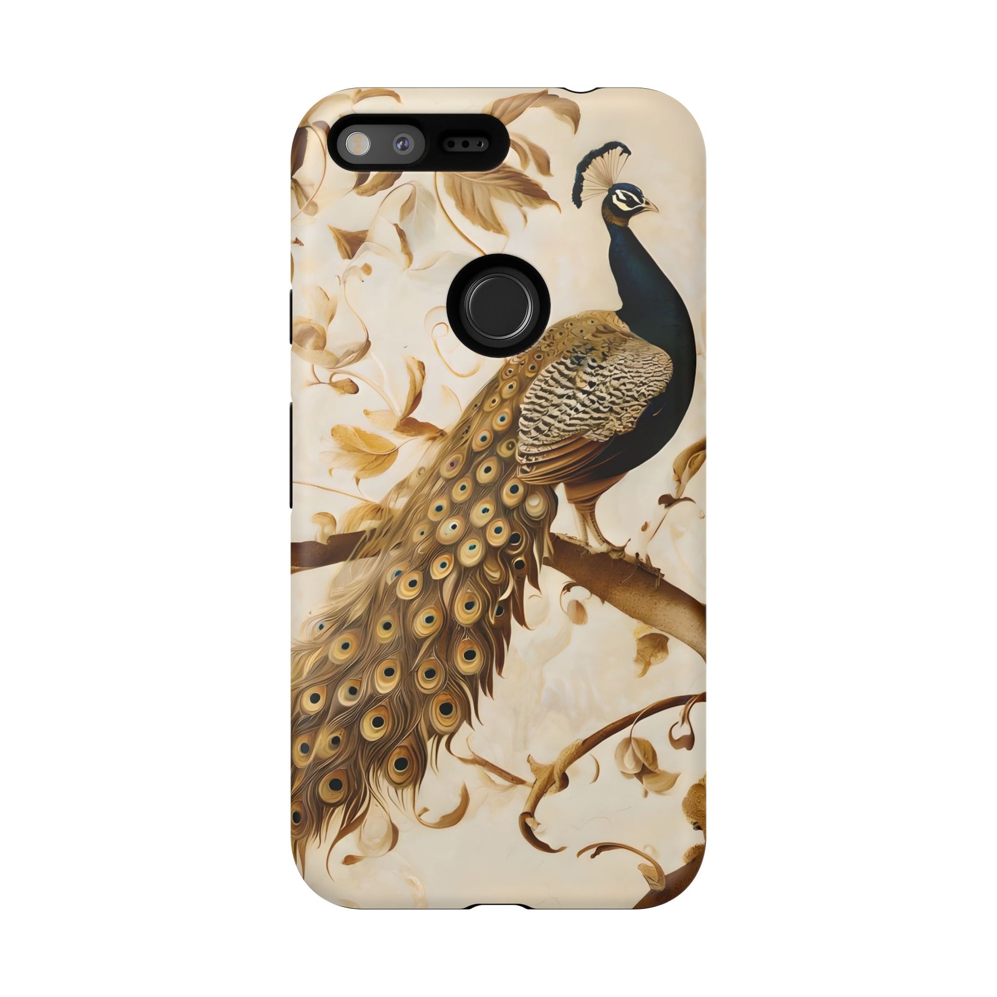 Golden Plumage - Luxe Peacock Art Google Pixel XL Phone Case - Elegant Gold & Cream Design