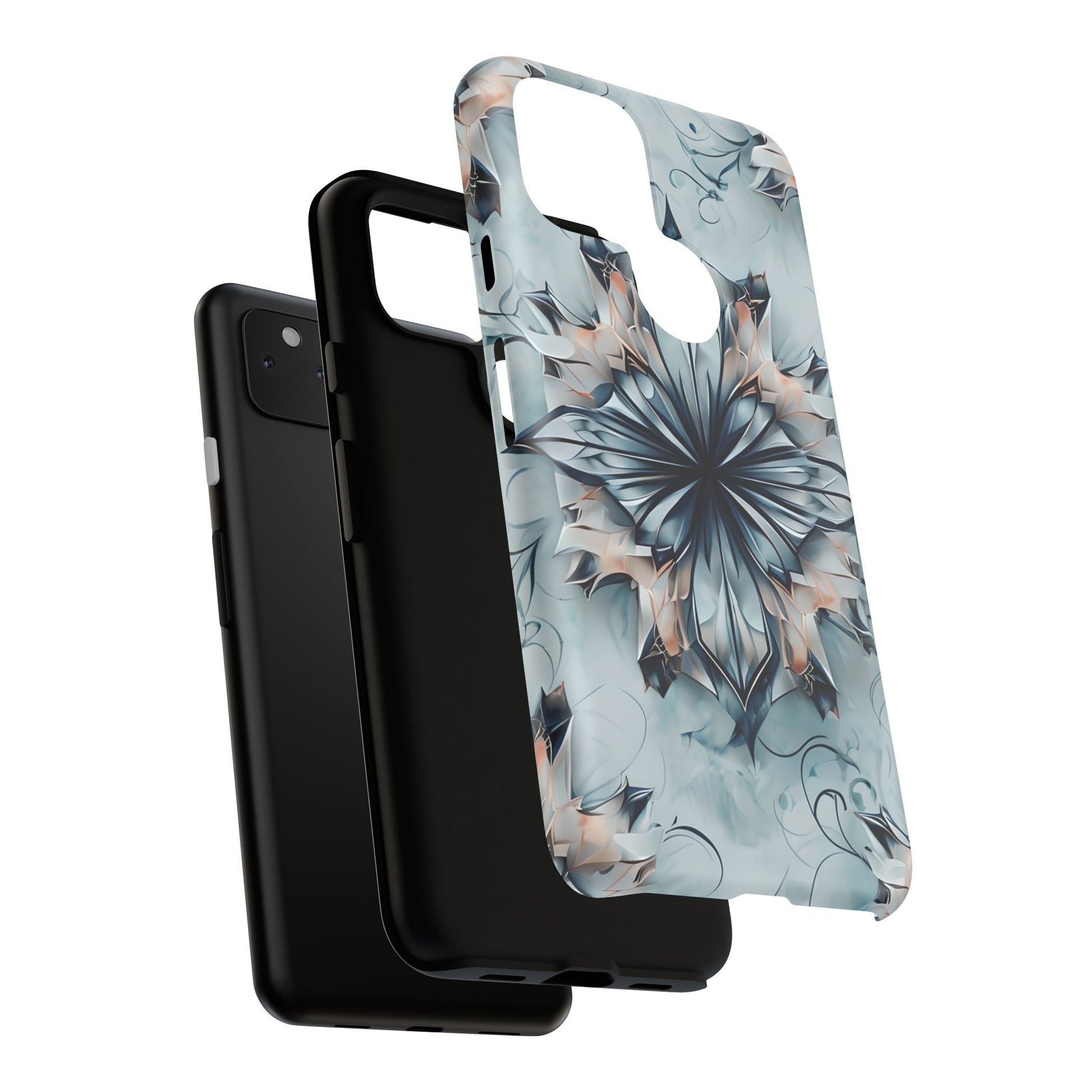 Indigo Mirage - Artistic Kaleidoscope Collection Artistic Floral - Google Pixel 4a 5G Tough Phone Case - Bold Indigo Symmetrical Design