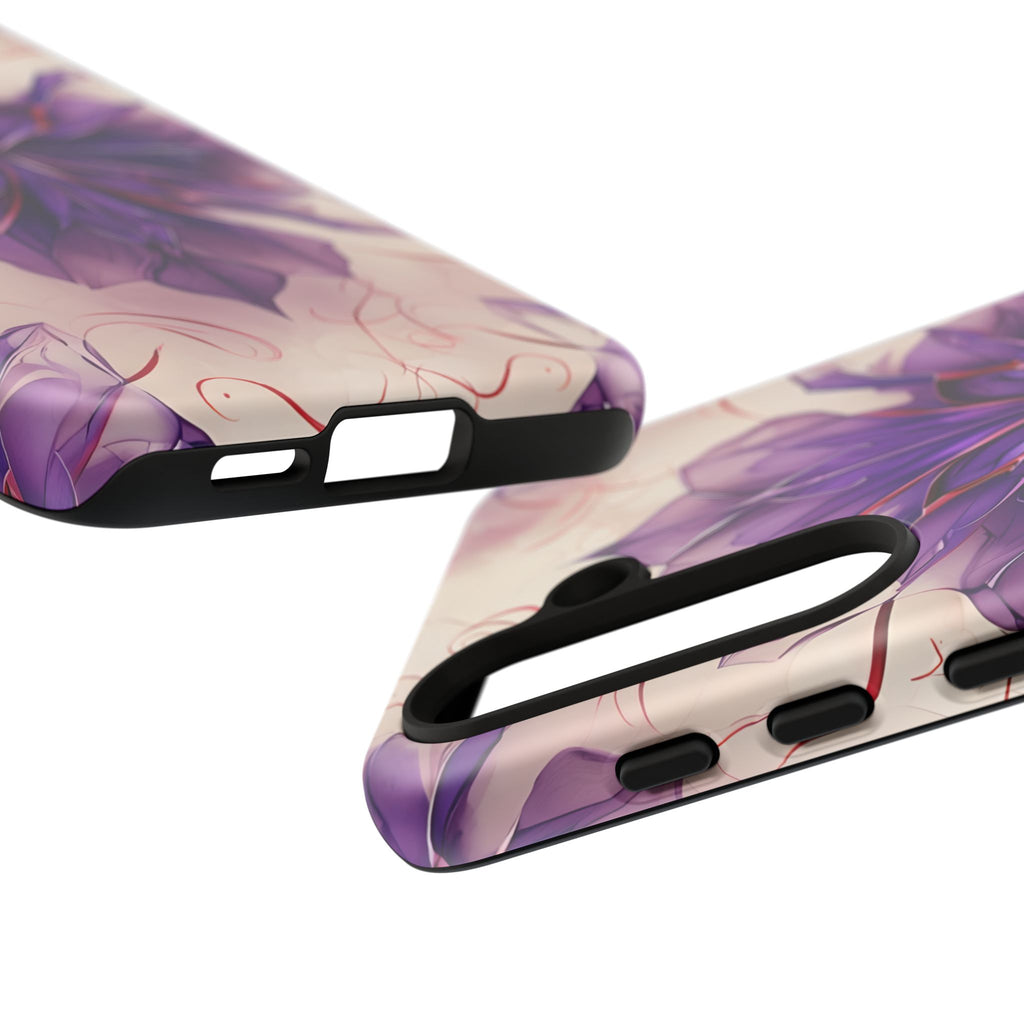 Violet Reverie - Kaleidoscope Collection Artistic Floral Burst - Samsung Galaxy S24 Tough Phone Case - Bold Purple Symmetrical Design