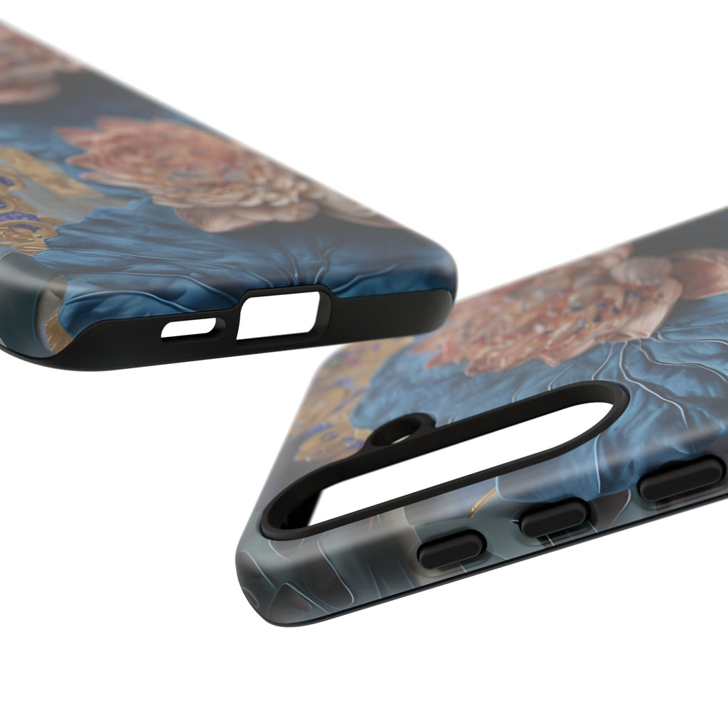 Peony Midnight Tapestry - Samsung Galaxy S24 Plus - Elegant Blue & Blush Artful Phone Cover