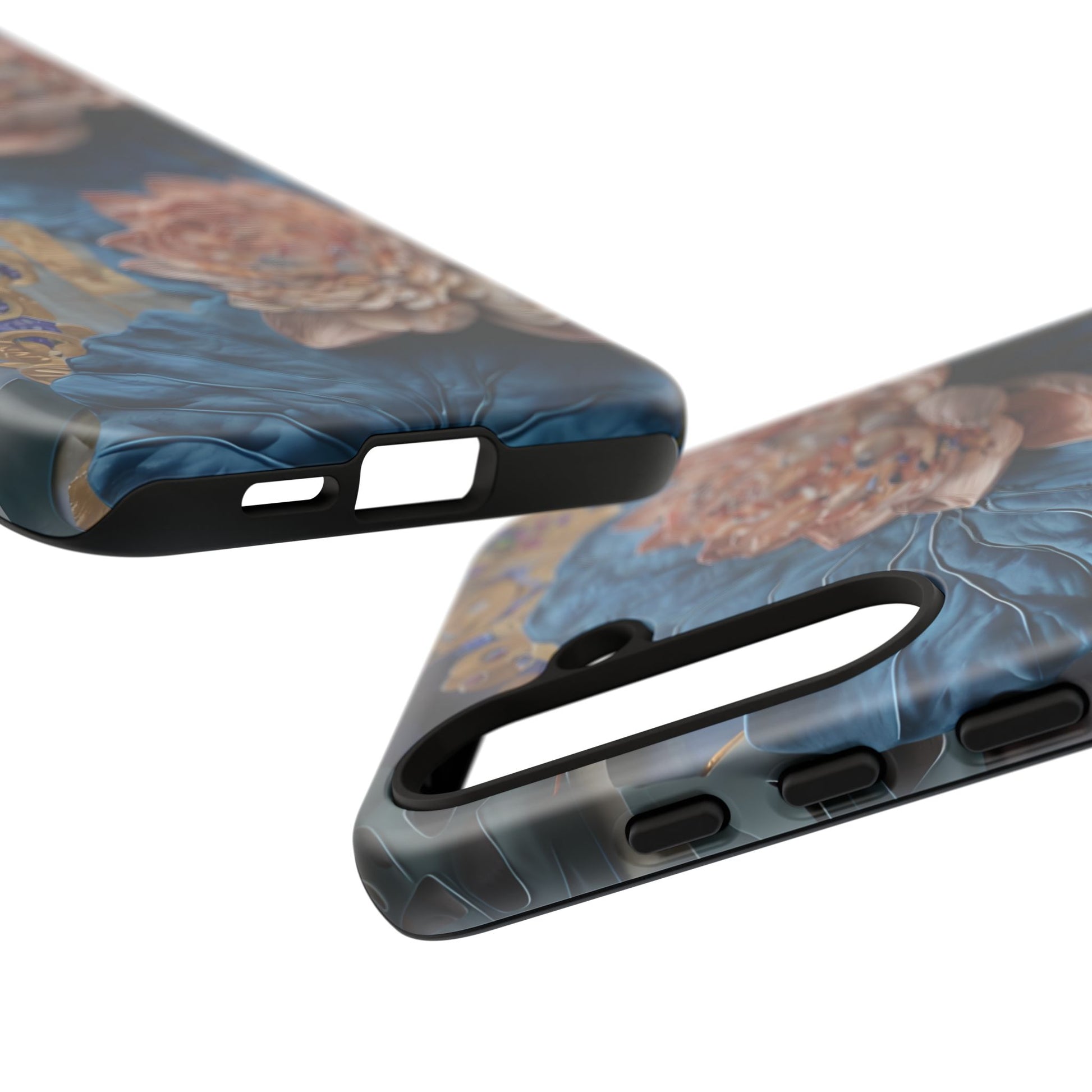 Peony Midnight Tapestry - Samsung Galaxy S24 Plus - Elegant Blue & Blush Artful Phone Cover