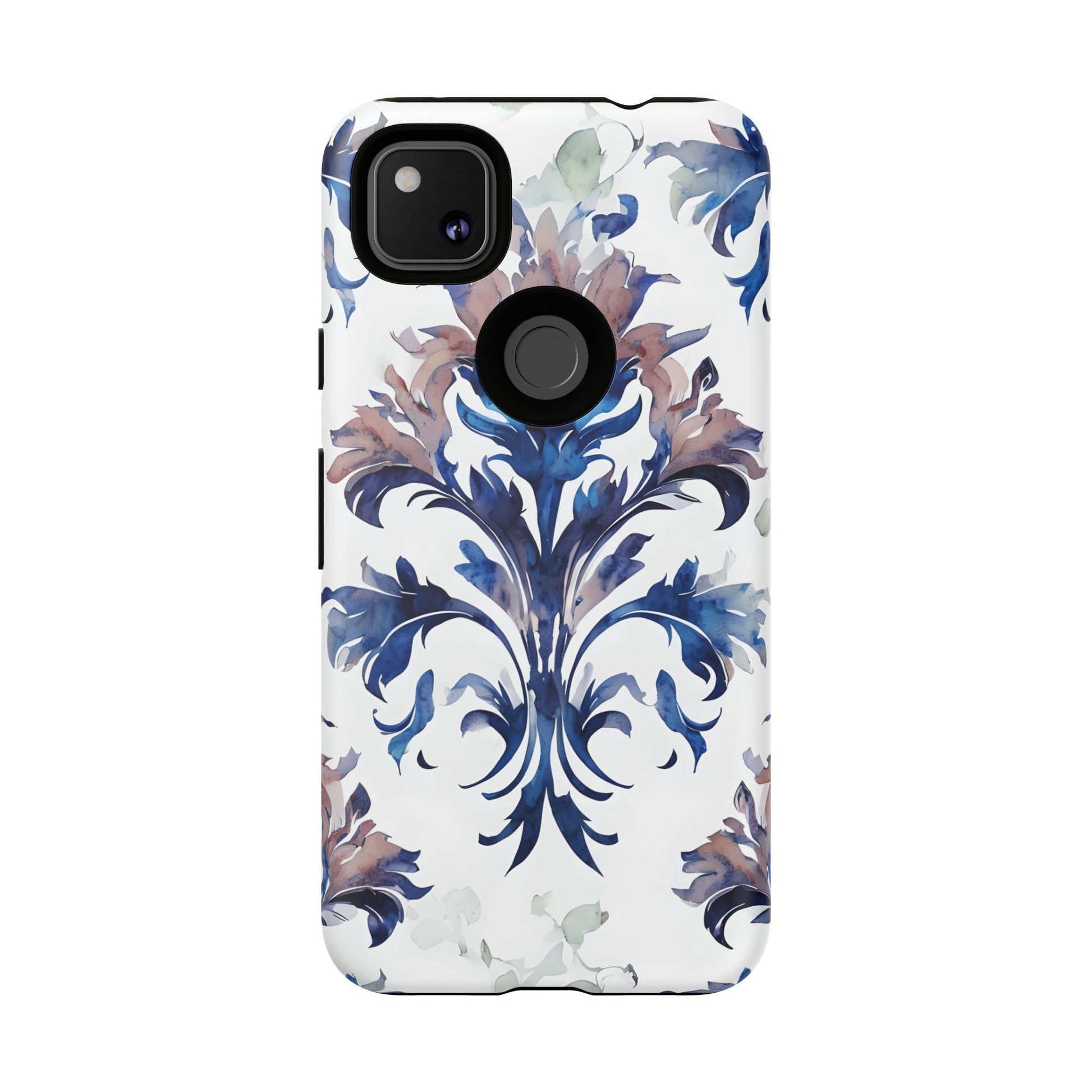 Delft Reverie - Elegant Blue & White Google Pixel 4a Tough Phone Case - Dutch Delftware-Inspired Floral Design
