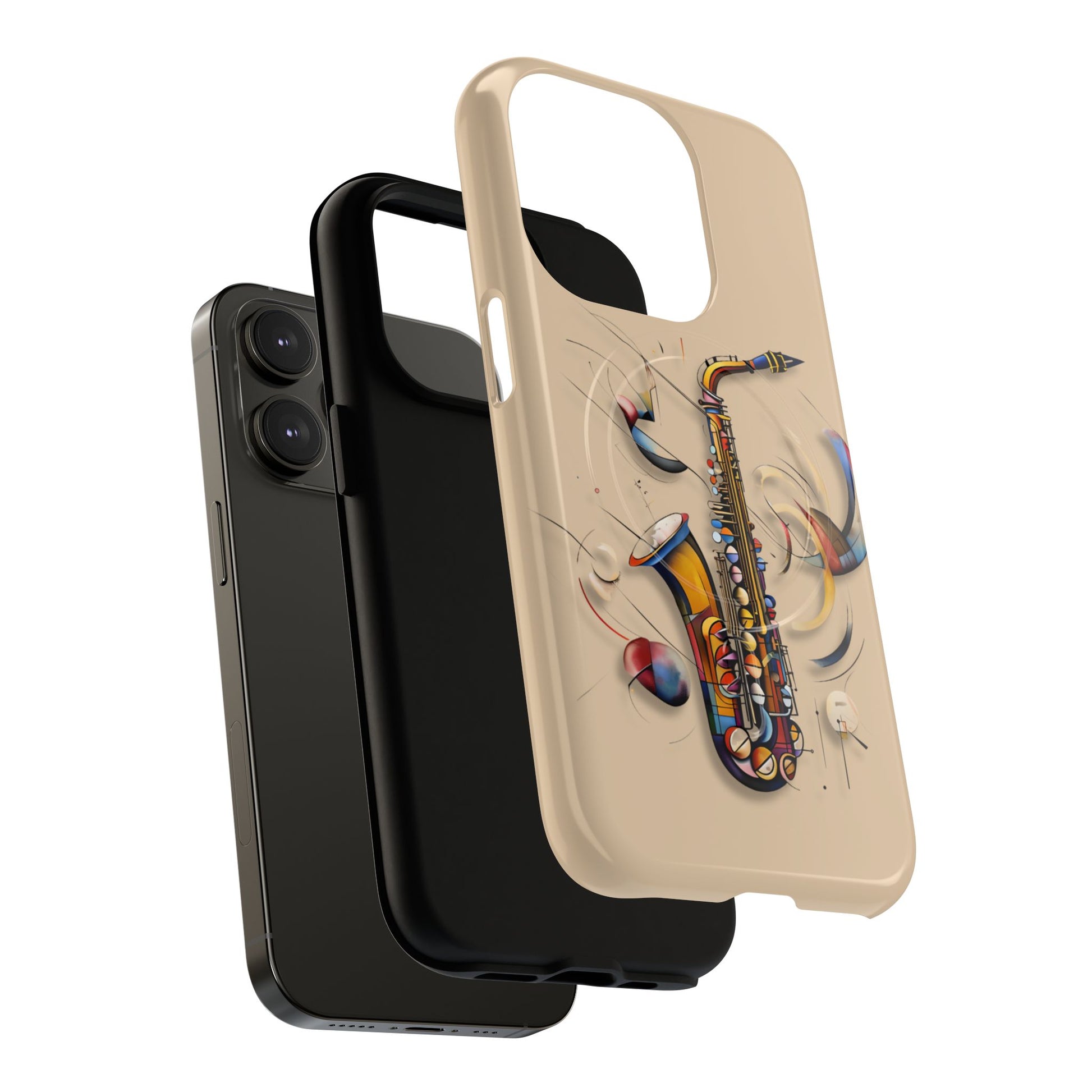 Brass Rhapsody Artistic Saxophone Music iPhone 14 Pro MagSafe Case
