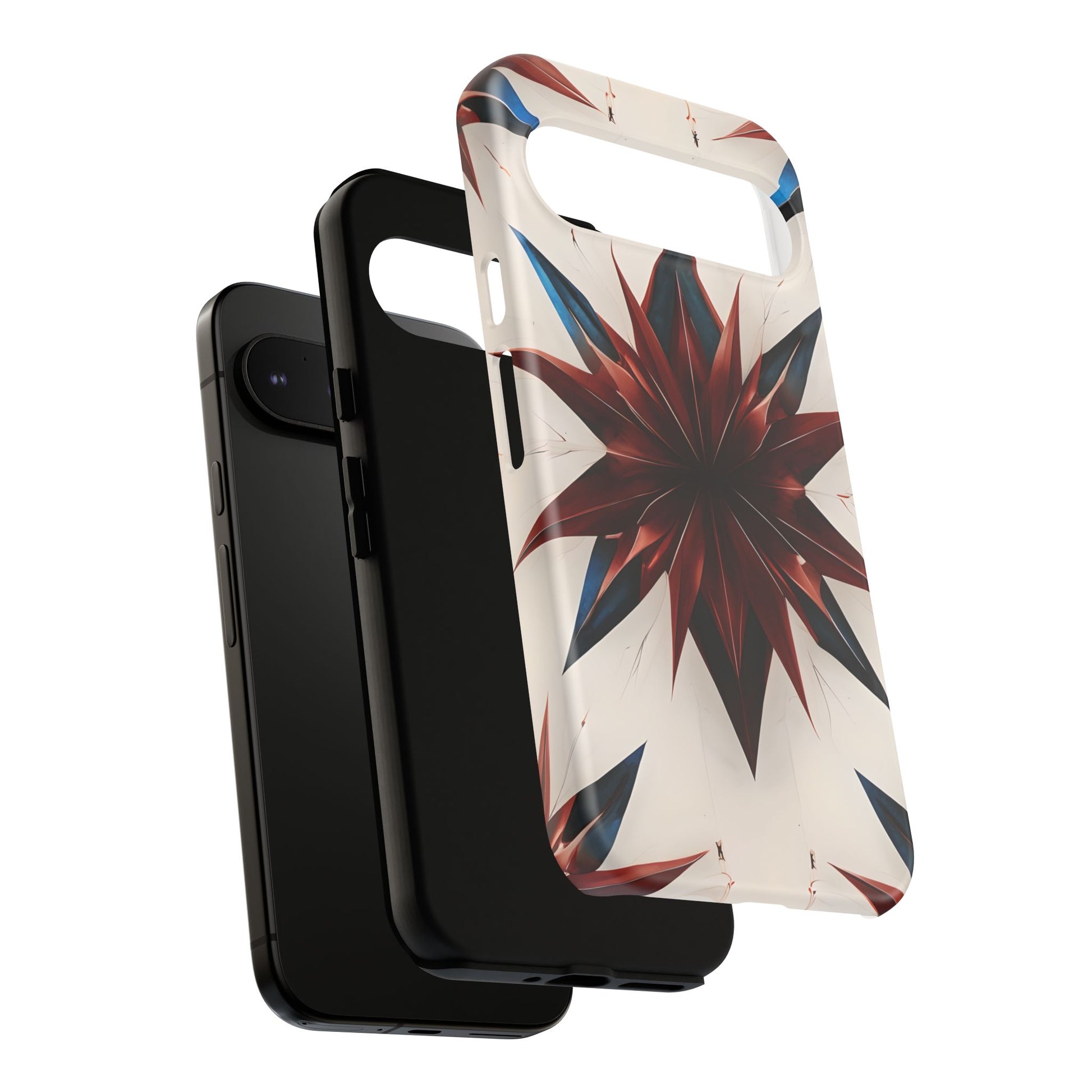 Garnet Starburst - Kaleidoscope Collection Gemstone Floral - Google Pixel 9 Pro XL Tough Phone Case - Floral Burst Design