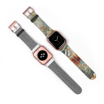 Waterlily Dreamscape Designer Apple Watch Band - Premium Custom Strap for Series 1-9, SE & Ultra - Artistic Vegan Leather