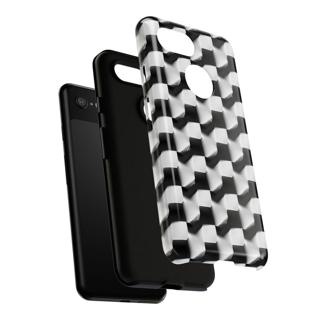 Monochrome Grid Tough Case for Google Pixel 3 - Classic Checkerboard, Black & White, Minimalist Trend