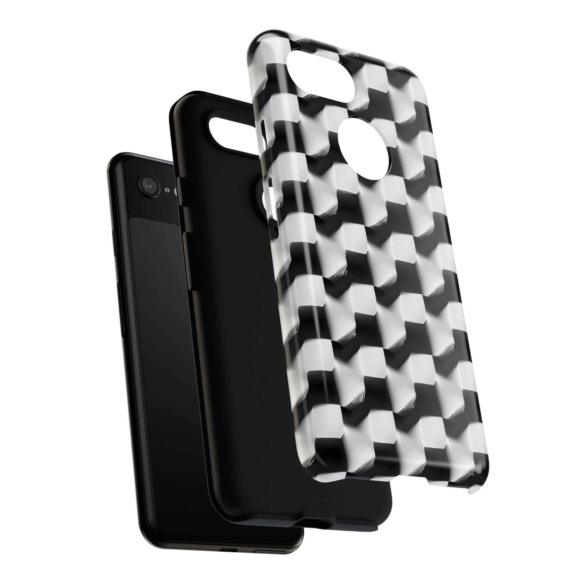 Monochrome Grid Tough Case for Google Pixel 3 - Classic Checkerboard, Black & White, Minimalist Trend