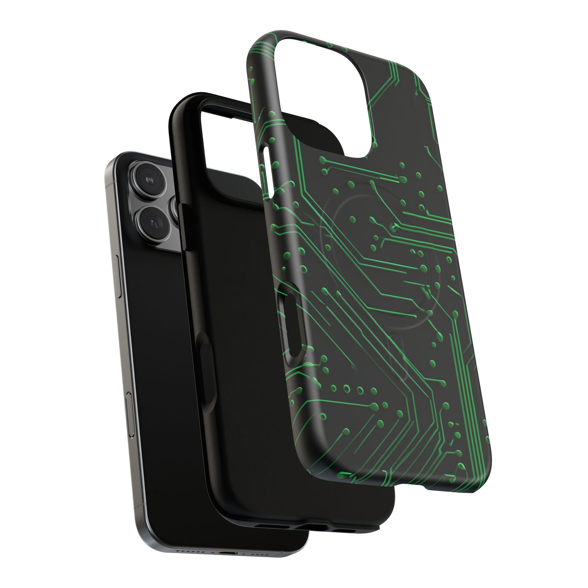 Green Circuit Grid iPhone 16 Pro Max MagSafe Compatible case- Tech-Inspired Shockproof Cover