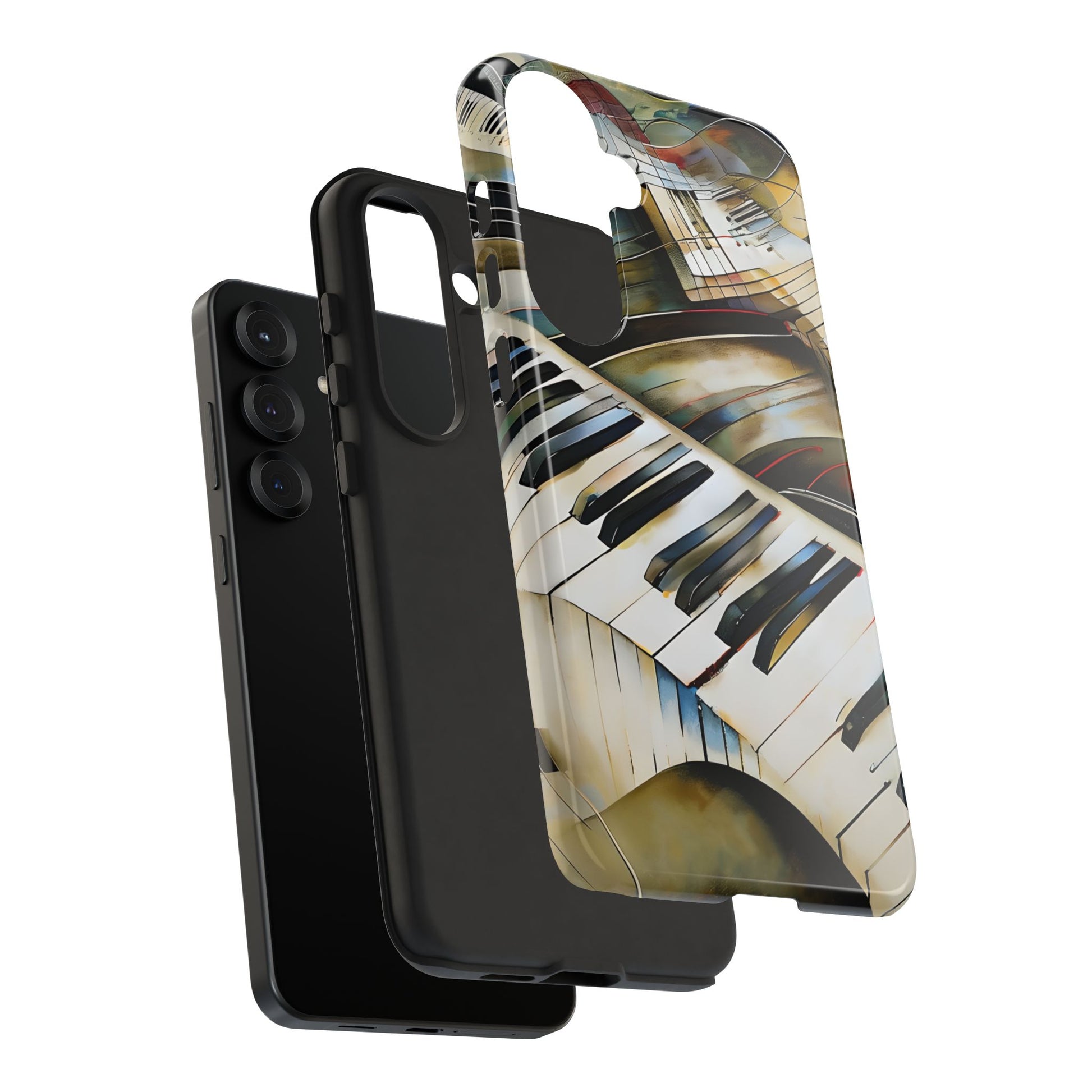 Ivory Cascade Abstract Keyboard Music Tough Case for Samsung Galaxy S25 Plus - Shockproof Phone Cover