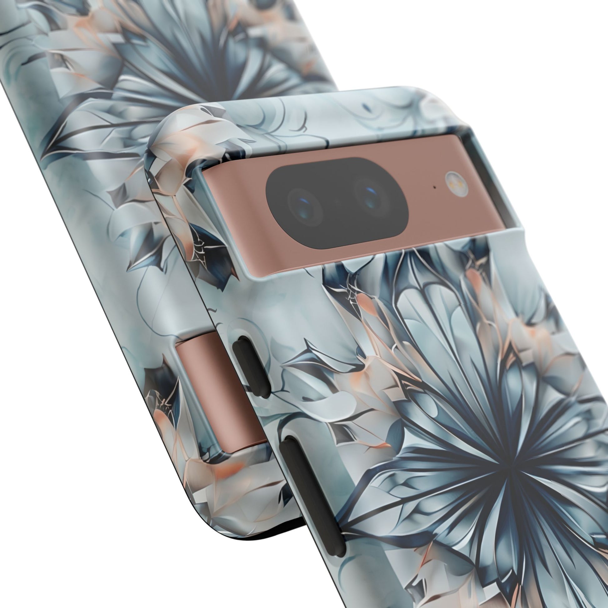 Indigo Mirage - Artistic Kaleidoscope Collection Artistic Floral - Google Pixel 8 Tough Phone Case - Bold Indigo Symmetrical Design