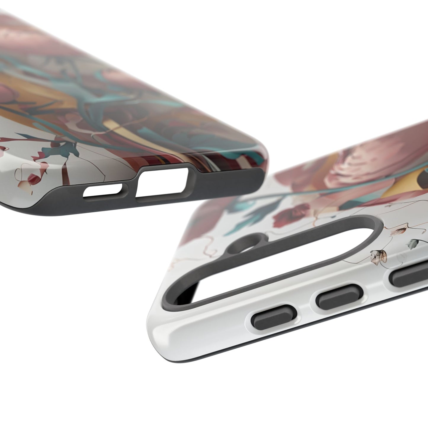 Blushing Peony Veil - Elegant Painterly Floral Samsung Galaxy Tough Phone Case - Soft Blush & Teal Peony Design