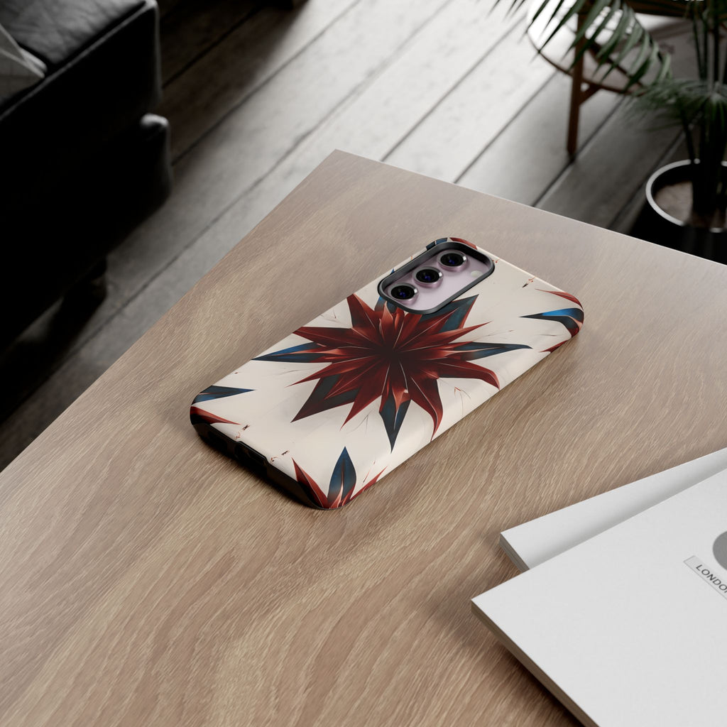 Garnet Starburst - Kaleidoscope Collection Gemstone Floral - Samsung Galaxy S23 Plus Tough Phone Case - Floral Burst Design