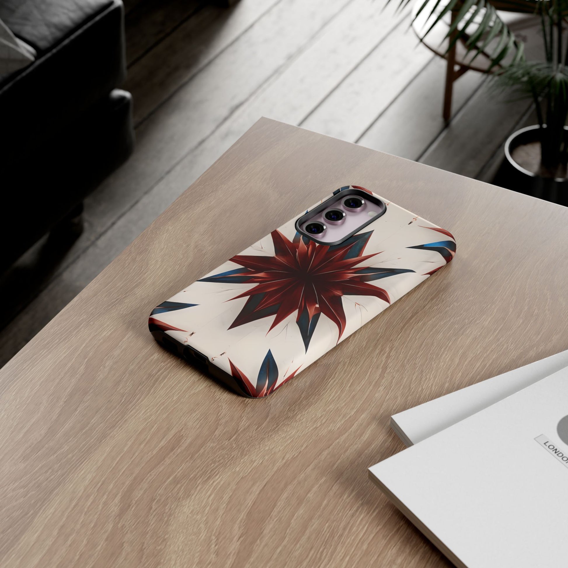 Garnet Starburst - Kaleidoscope Collection Gemstone Floral - Samsung Galaxy S23 Plus Tough Phone Case - Floral Burst Design