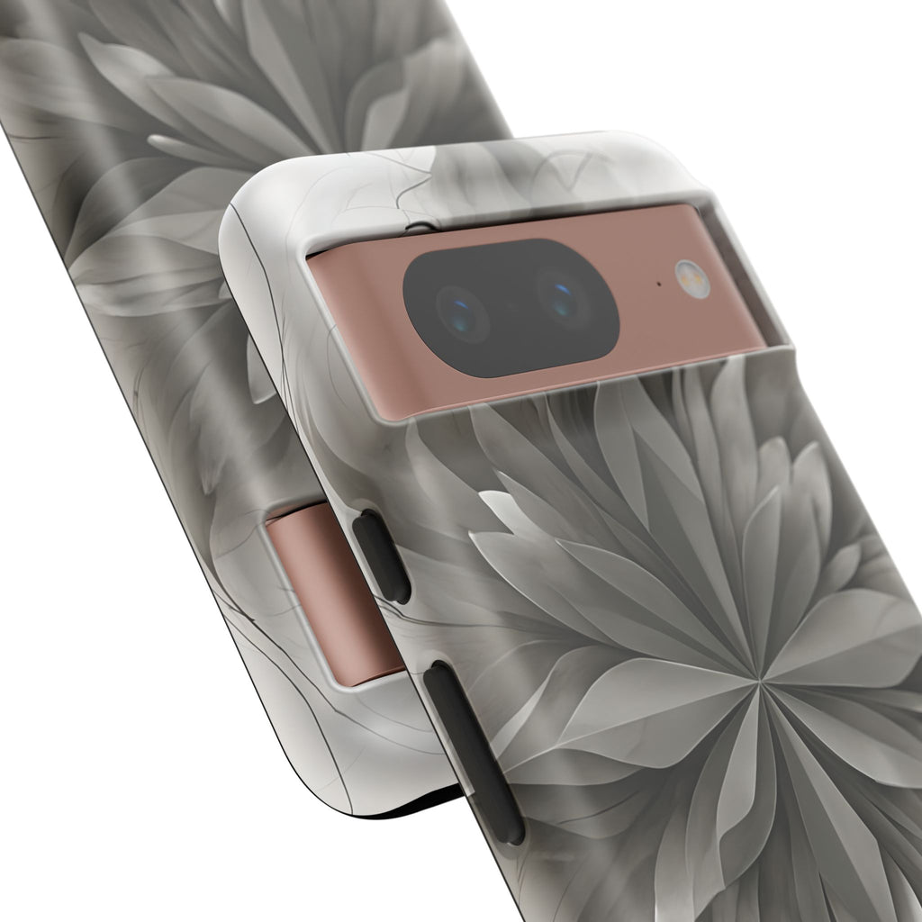 Silver Lotus - Elegant Monochrome Floral Google Pixel 8 Tough Phone Case - Modern Lotus Design