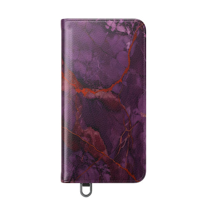 Amethyst Current Wallet Phone Case - Elegant Purple Marble Flip Cover for Samsung Galaxy