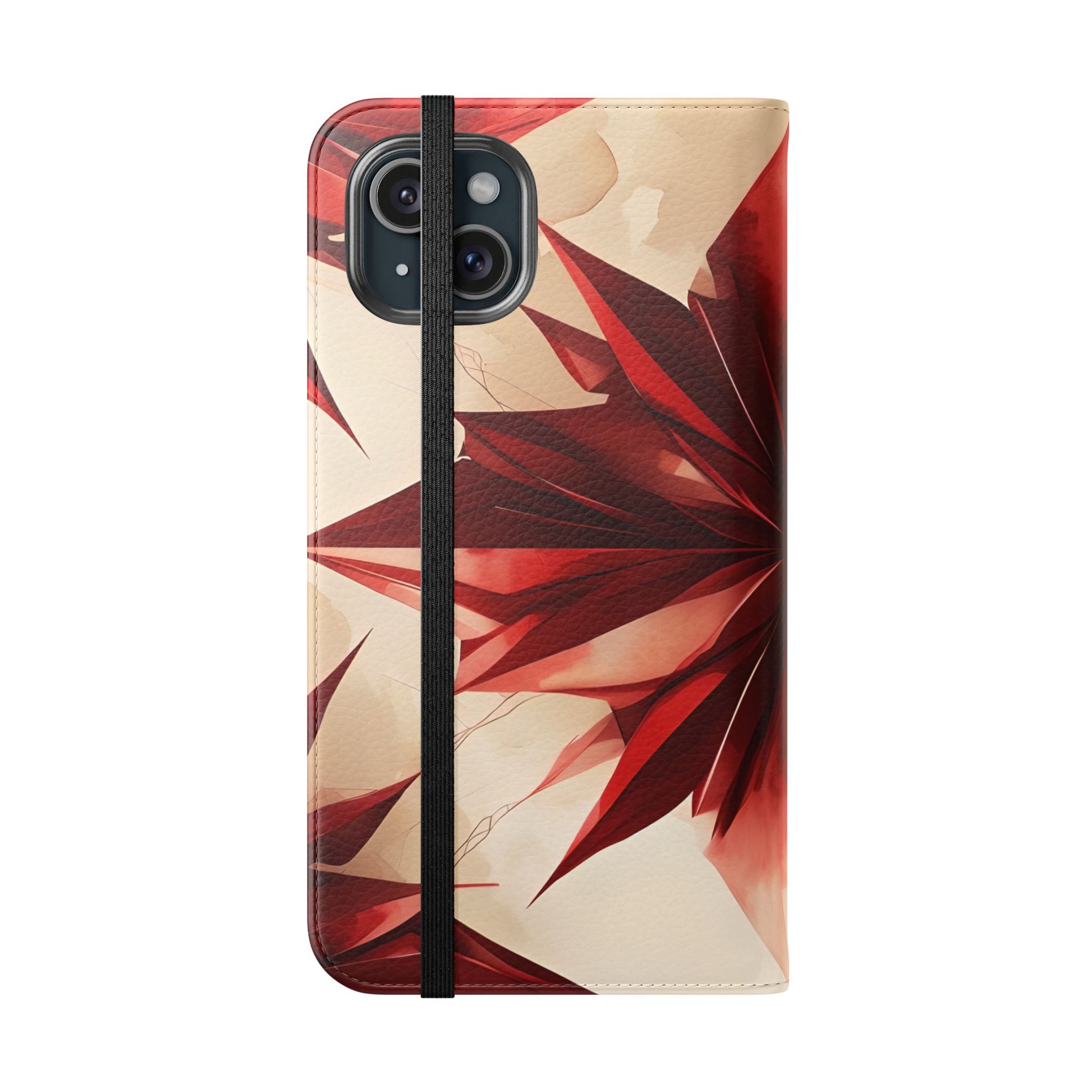 Ruby Compass iPhone 15 Plus Wallet Case - Bold Geometric Flip Cover with Card Slots