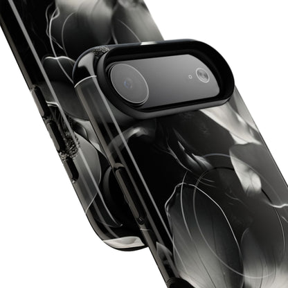 Monochrome Magnolia - Elegant Black & White Floral iPhone MagSafe Phone Case - Artistic Magnolia Design