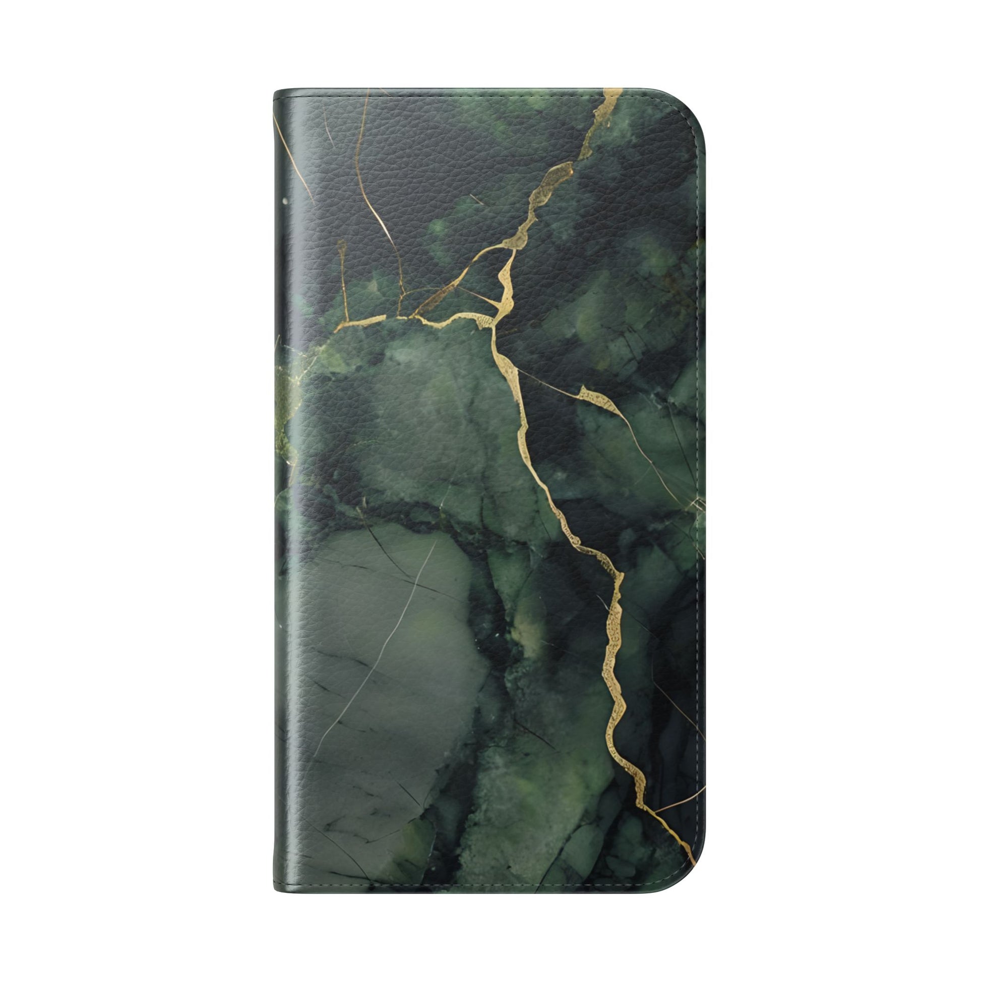 Verdant Vein - Green Marble Design Wallet Phone Case for iPhone 16 Plus