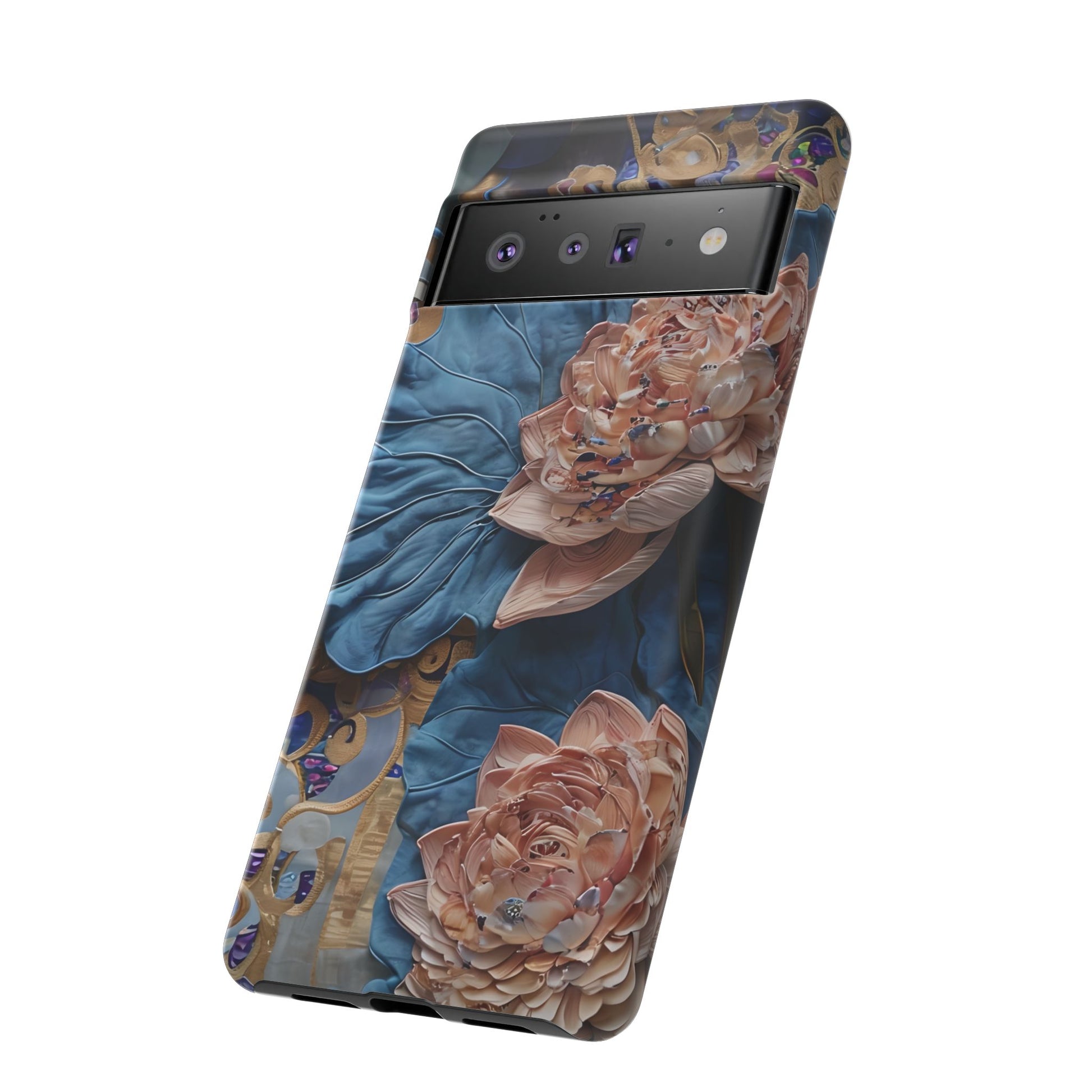 Peony Midnight Tapestry - Google Pixel 6 Pro - Elegant Blue & Blush Artful Phone Cover