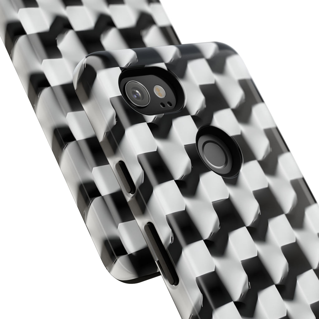 Monochrome Grid Tough Case for Google Pixel 2XL - Classic Checkerboard, Black & White, Minimalist Trend