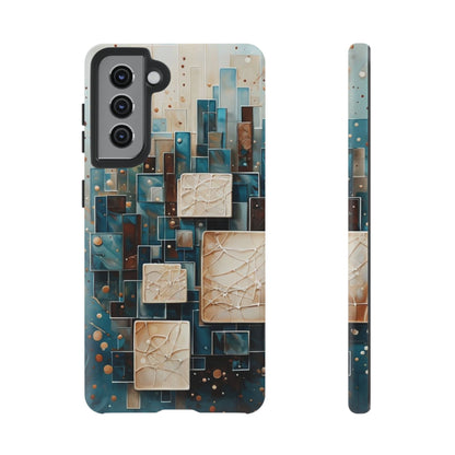 Architectural Drift Samsung Galaxy Case - Modern Geometric Teal & Parchment Design