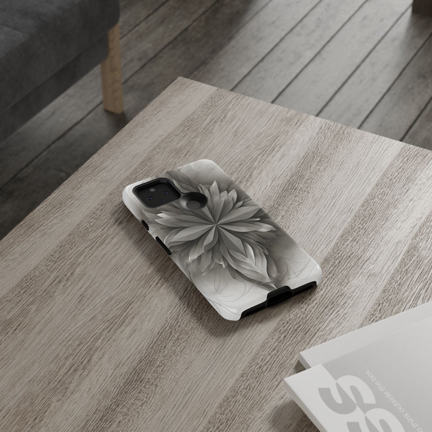 Silver Lotus - Elegant Monochrome Floral Google Pixel Tough Phone Case - Modern Lotus Design