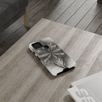 Silver Lotus - Elegant Monochrome Floral Google Pixel Tough Phone Case - Modern Lotus Design