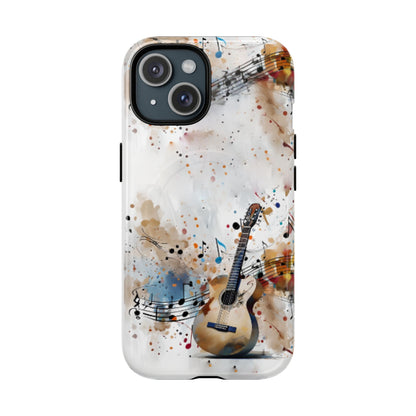 Strum and Flow acoustic guitar watercolor music art iPhone MagSafe case