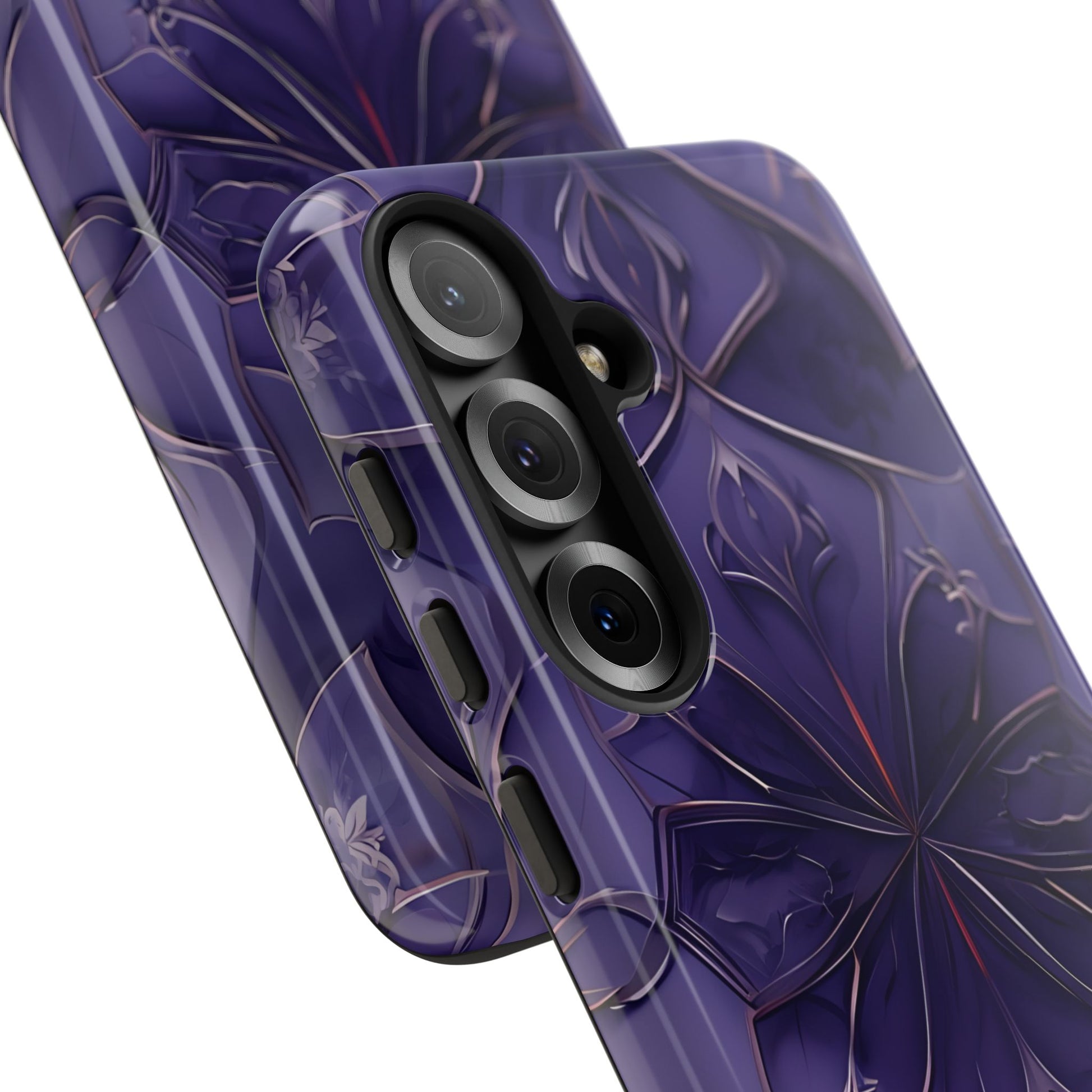 Violet Nebula - Kaleidoscope Collection Artistic Floral Burst - Samsung Galaxy S25 Tough Phone Case - Bold Purple Symmetrical Design