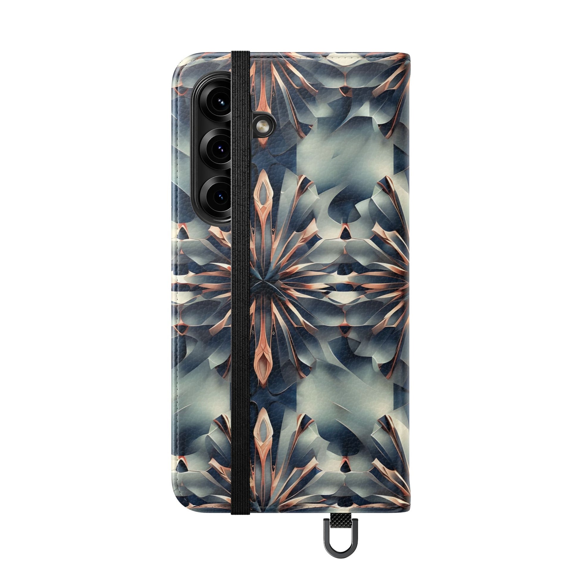 Obsidian Kaleidoscope Samsung Galaxy S25 Wallet Case - Elegant Abstract Flip Cover with Card Slots