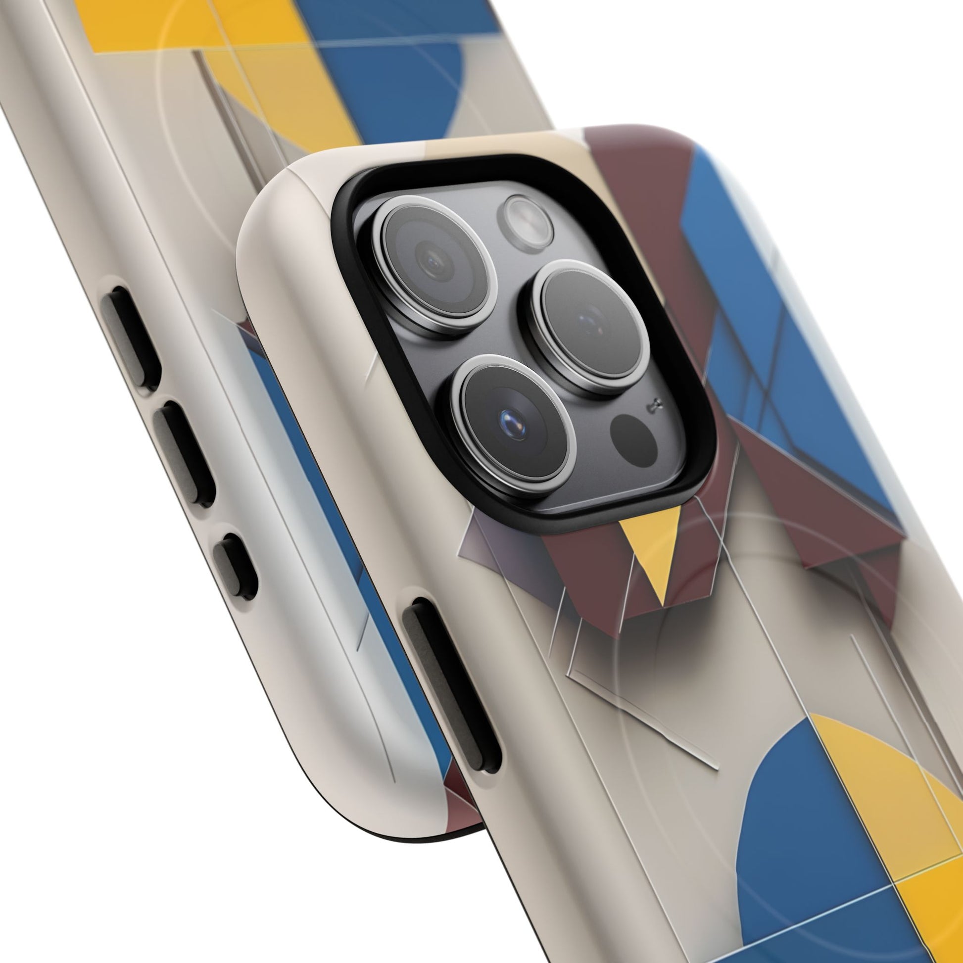 Chromatic Construct iPhone 15 Pro MagSafe Phone Case -Modern Geometrical Design, Primary Colors