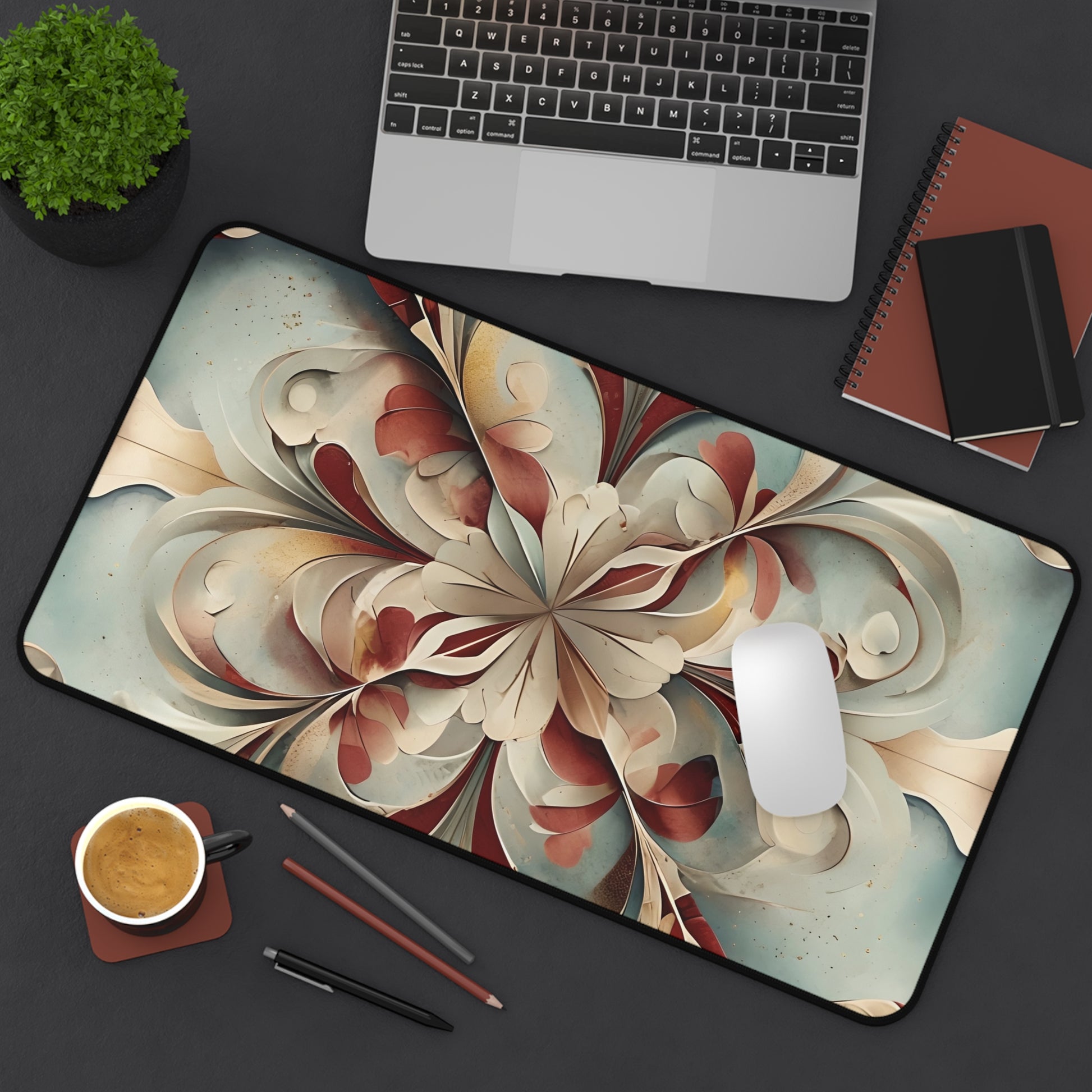 Vintage Baroque Blossom Designer Desk Mat - Premium Office Desk Pad, 3 Sizes Available, Artistic Workspace Protection
