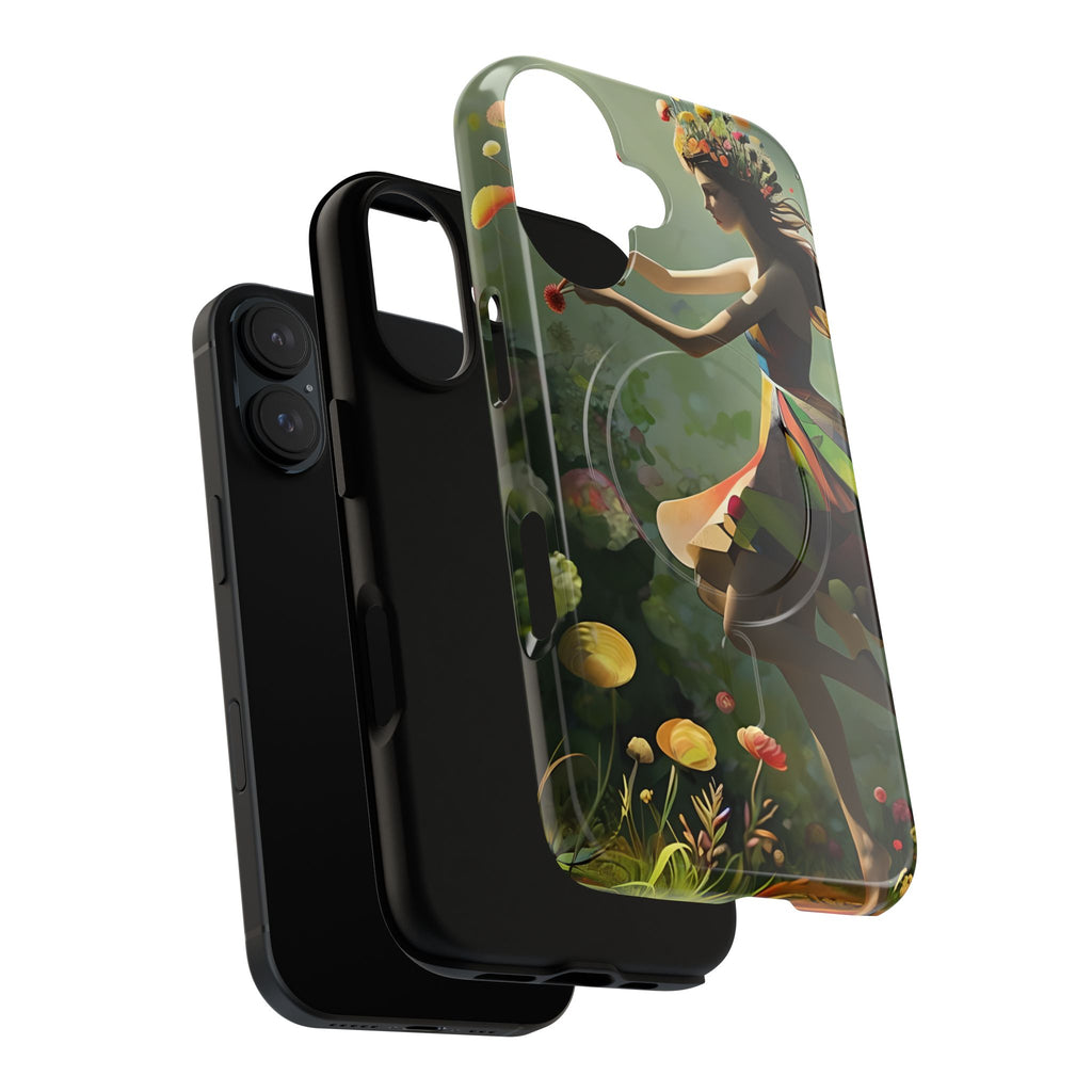 Dancing Wildflower Muse iPhone 16 - Artistic Floral Fantasy Cover - MagSafe Compatible - Whimsical Nature-Inspired Protective Accessory