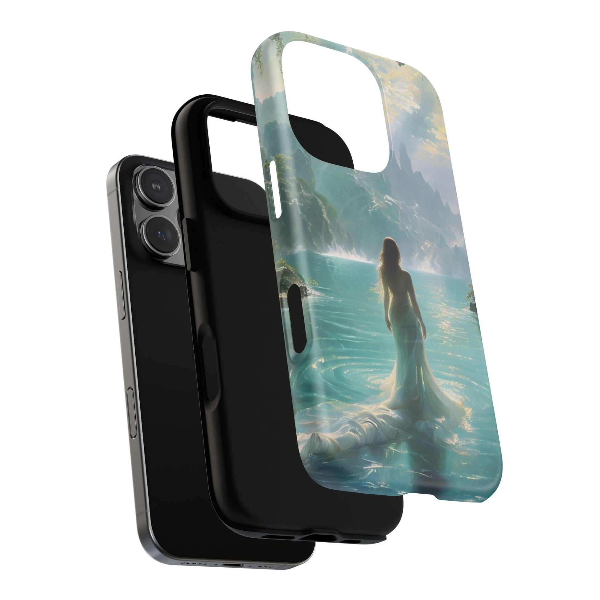 Celestial Tides - Dreamscape Art iPhone 16 Pro MagSafe Phone Case -Ethereal Woman & Fantasy Landscape Design