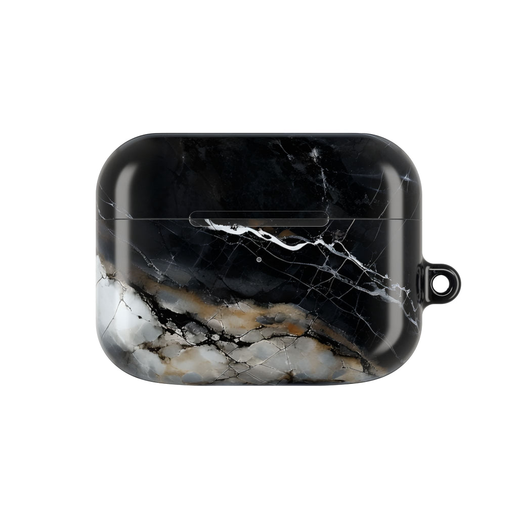 Obsidian Vein AirPod Case - Black Marble Earbud Cover for Gen 1, 2, 3, Pro Gen 1 & 2