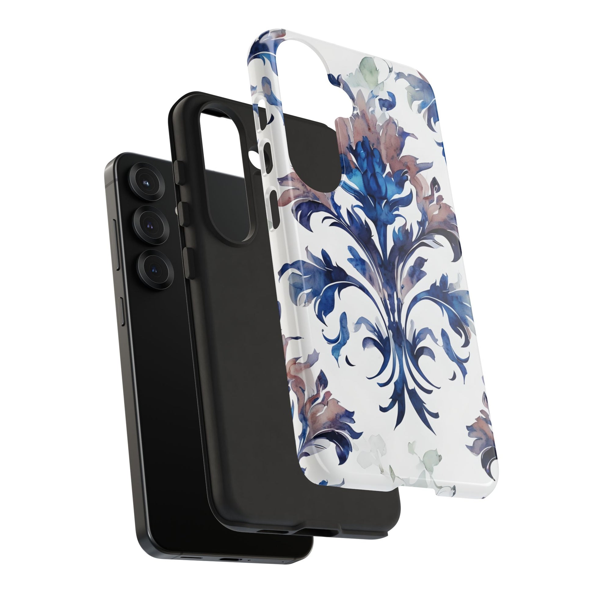 Delft Reverie - Elegant Blue & White Samsung S25 Tough Phone Case - Dutch Delftware-Inspired Floral Design