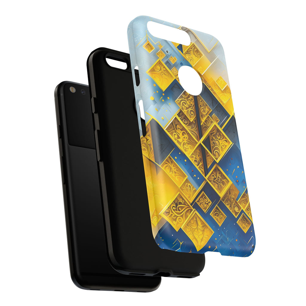 Golden Ascent Luxe Geometric Google Pixel Tough Case - Elegant Abstract Gold Design