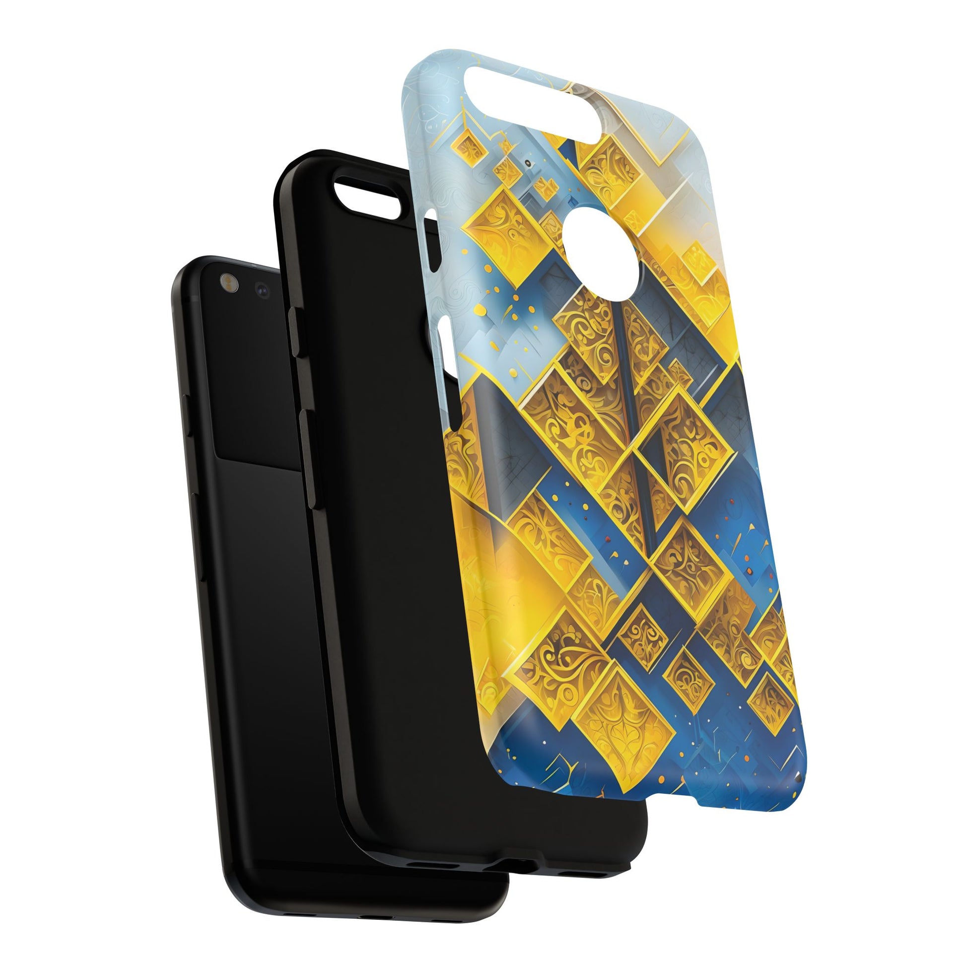 Golden Ascent Luxe Geometric Google Pixel Tough Case - Elegant Abstract Gold Design