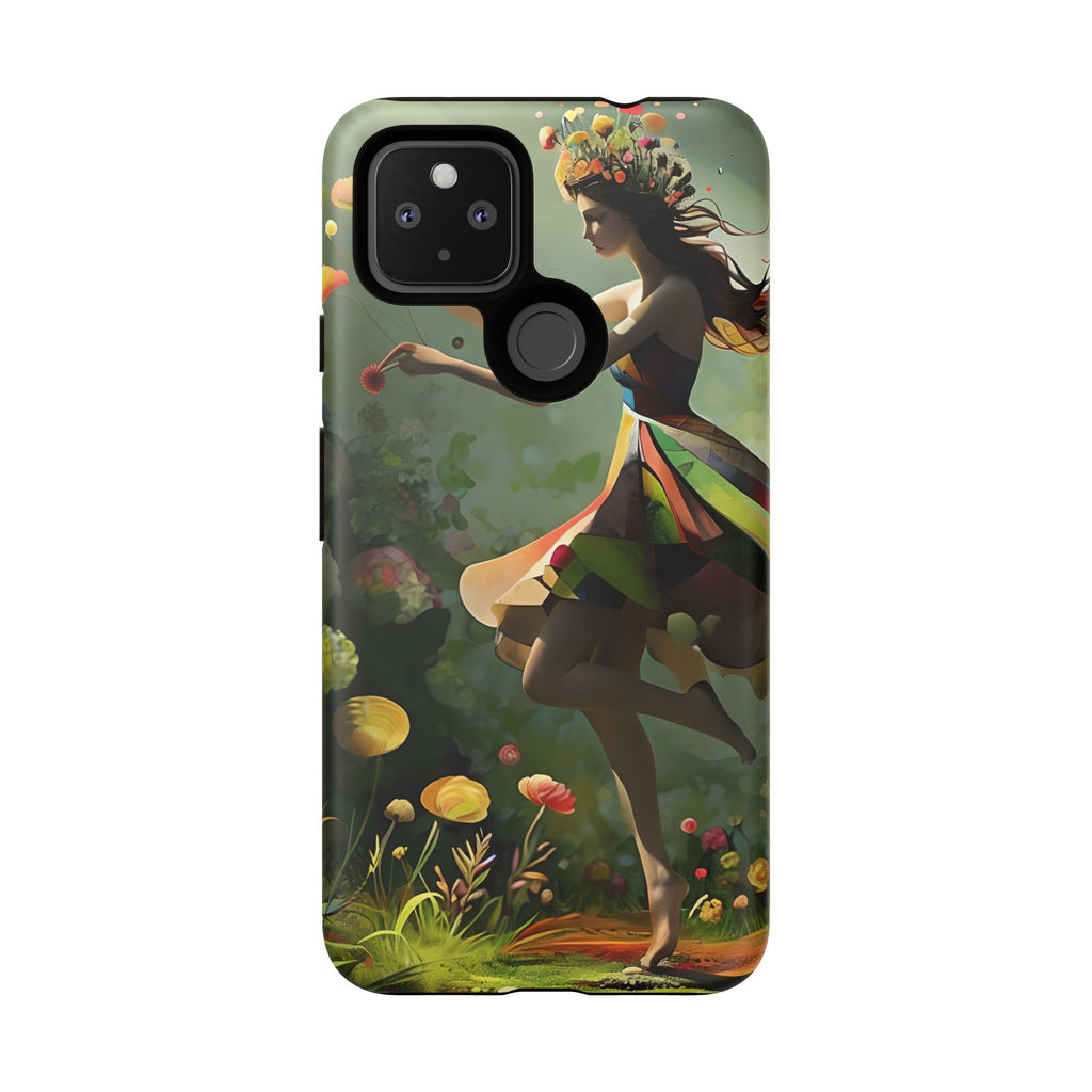 Dancing Wildflower Muse Google Pixel 4a 5G Tough Case - Artistic Floral Fantasy Cover - Whimsical Nature-Inspired Protective Accessory
