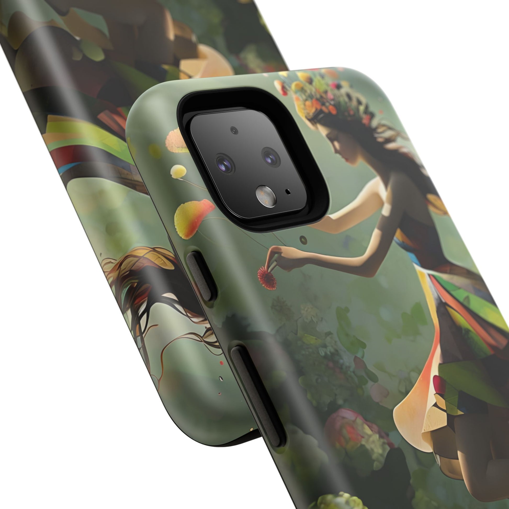Dancing Wildflower Muse Google Pixel 4 Tough Case - Artistic Floral Fantasy Cover - Whimsical Nature-Inspired Protective Accessory